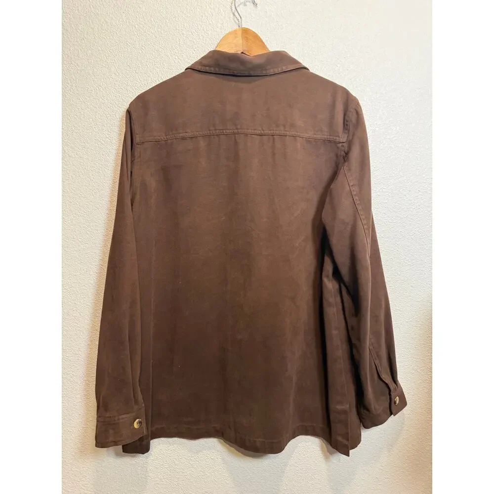 Pendleton Brown Jacket Women 14 Tall Button Front Lightweight Coat Classic 90’s